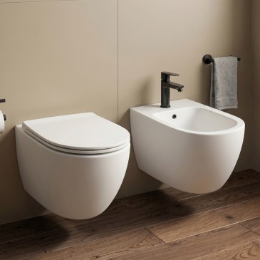 Sanitari Sospesi bianco opaco Wc E Bidet scarico ciclonico MOON