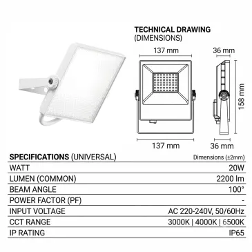 Projecteur LED extérieur 20 W | Mondialshop