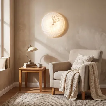 Plafonnier en verre blanc avec décoration flèche, E27 | Mondialshop