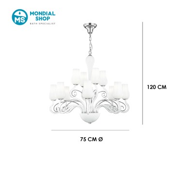 Lampadario 12 Bracci Vetro Soffiato E14 | Mondialshop