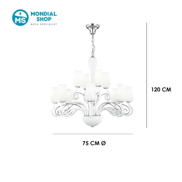 Lampadario 12 Bracci Vetro Soffiato E14 | Mondialshop