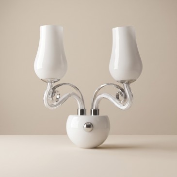 Wandleuchte aus Glas und poliertem Chrom | Mondialshop