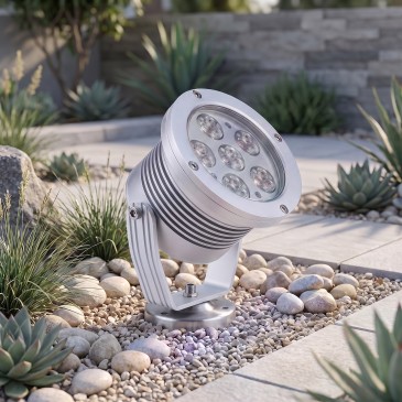 Faretto da Giardino LED RGB 18W Alta Potenza con Picchetto in Alluminio IP65