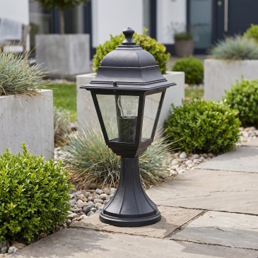 Lampioncino da esterno E27 Stile parigino per vialetto e giardino Lanterna nera da terra
