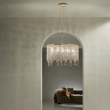 Lustre ovale à cinq lumières avec cristaux K9 | Mondialshop