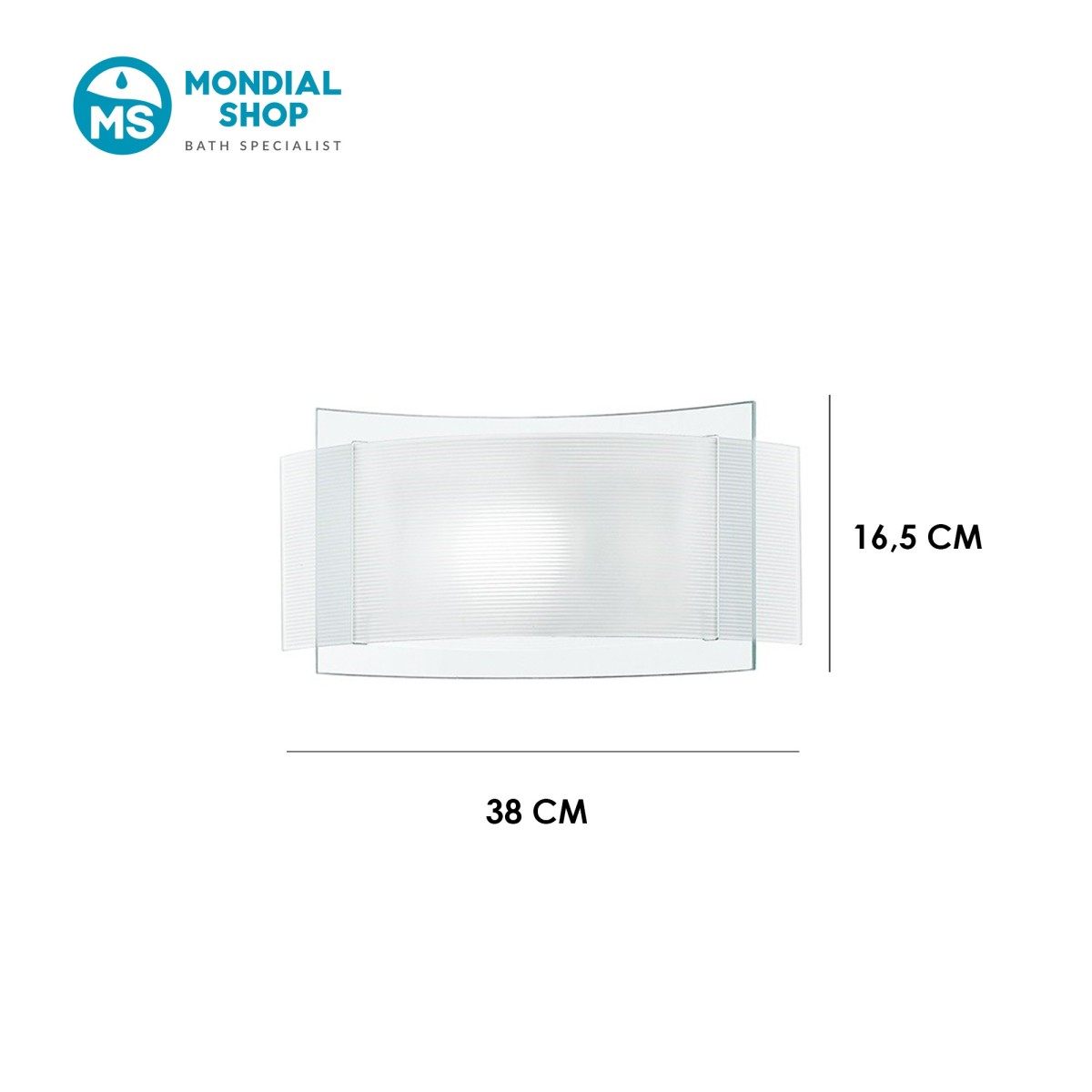 Scheda tecnica applique moderna E27 in vetro bianco rigato