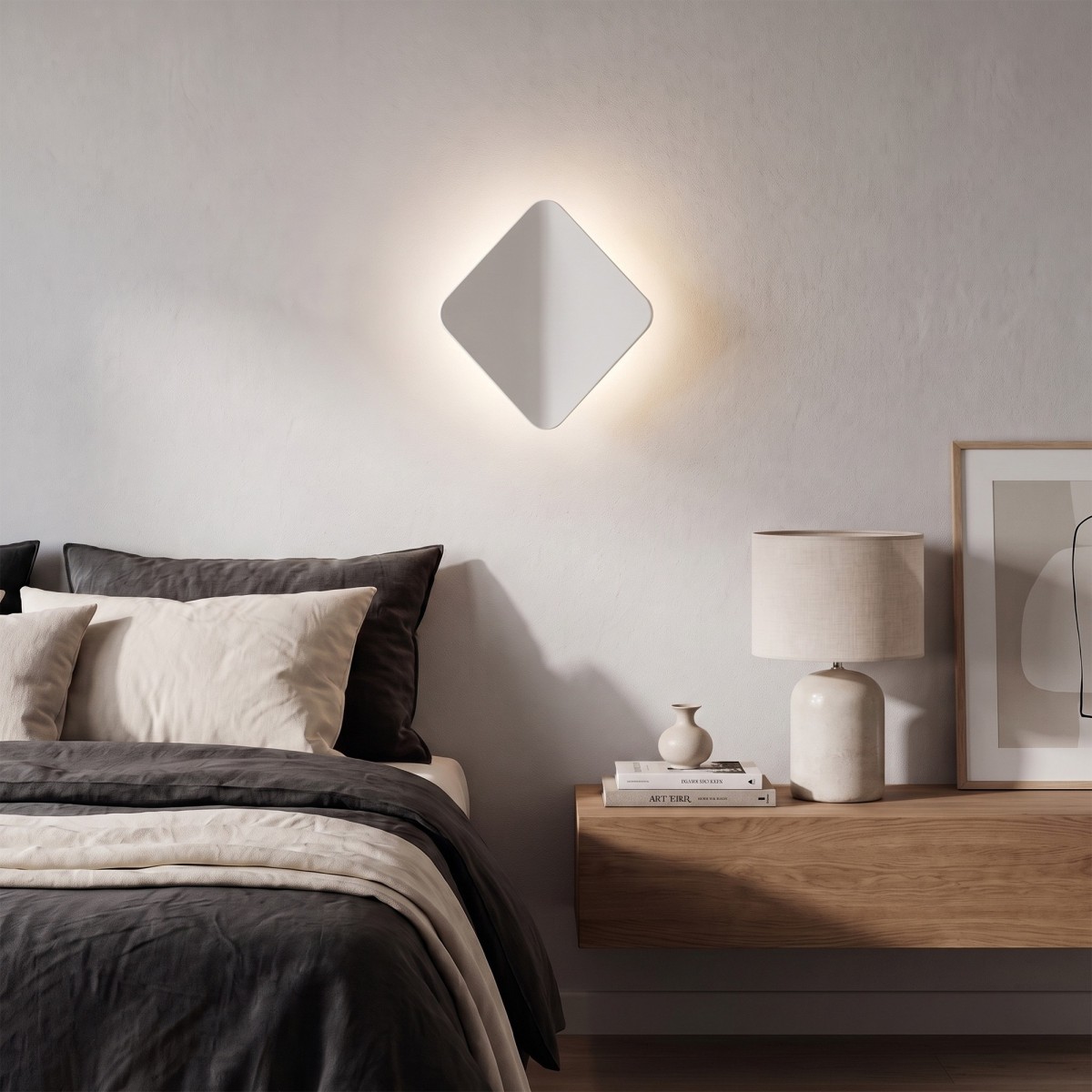 applique LED a rombo da 3W in finitura bianco o nero