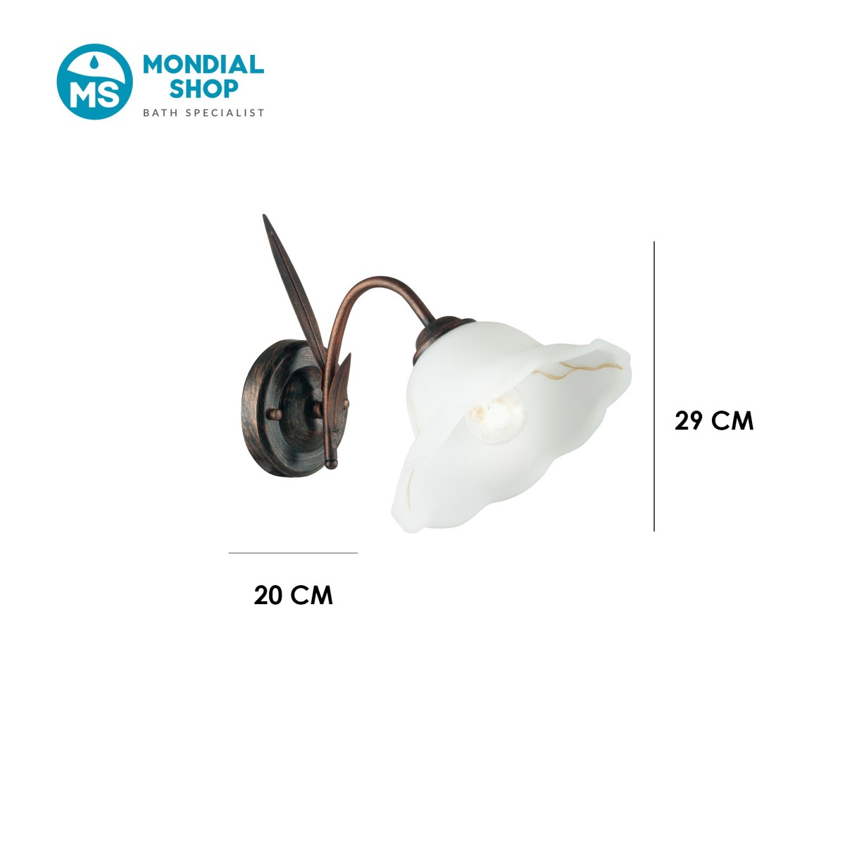 Klassische, handdekorierte Blumenwandleuchte | Mondialshop