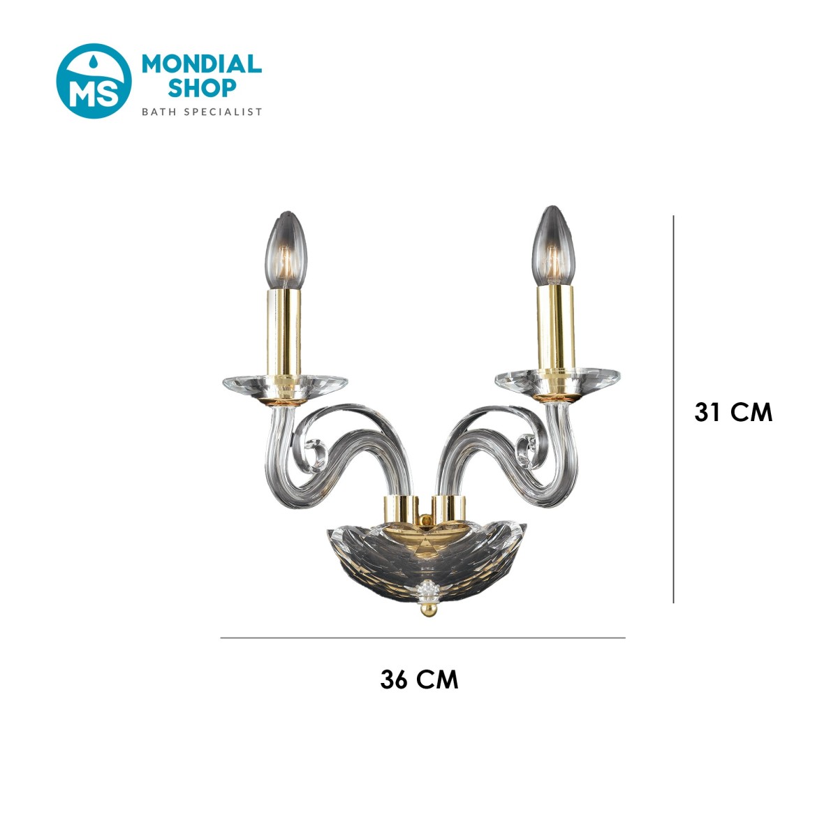 Klassische Kristall-Wandleuchte 2xE14 | Mondialshop