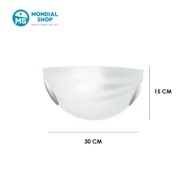 Halbmondförmige Wandleuchte mit satiniertem Glas und E27-Glühbirne | Mondialshop