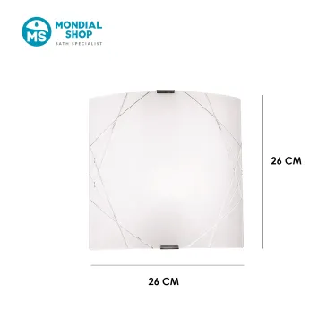 Applique murale carrée avec verre blanc brillant et ampoule E27 | Mondialshop