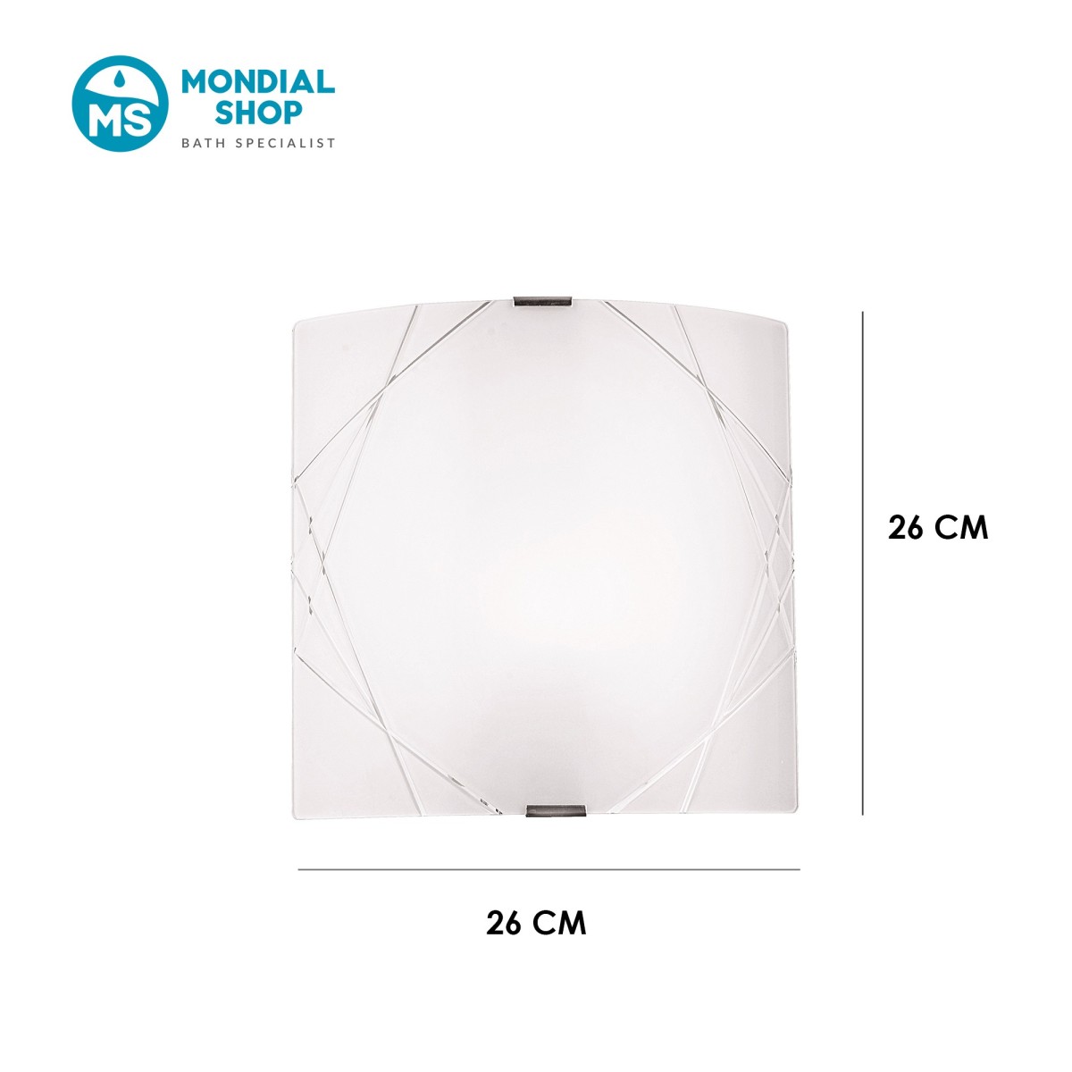 Quadratische Wandleuchte mit glänzend weißem Glas und...
