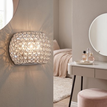 Runde Wandleuchte aus verchromtem K9-Kristall | Mondialshop