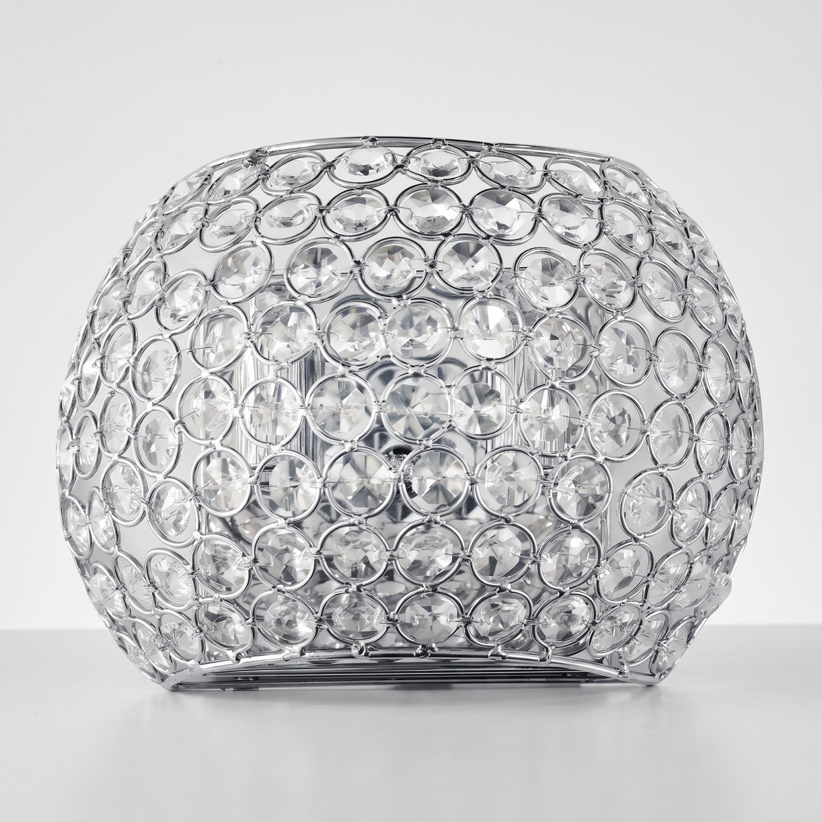 Runde Wandleuchte aus verchromtem K9-Kristall | Mondialshop