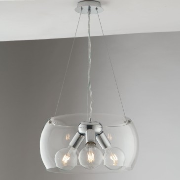 Moderner runder Kronleuchter in Weiß oder Transparent | Mondialshop