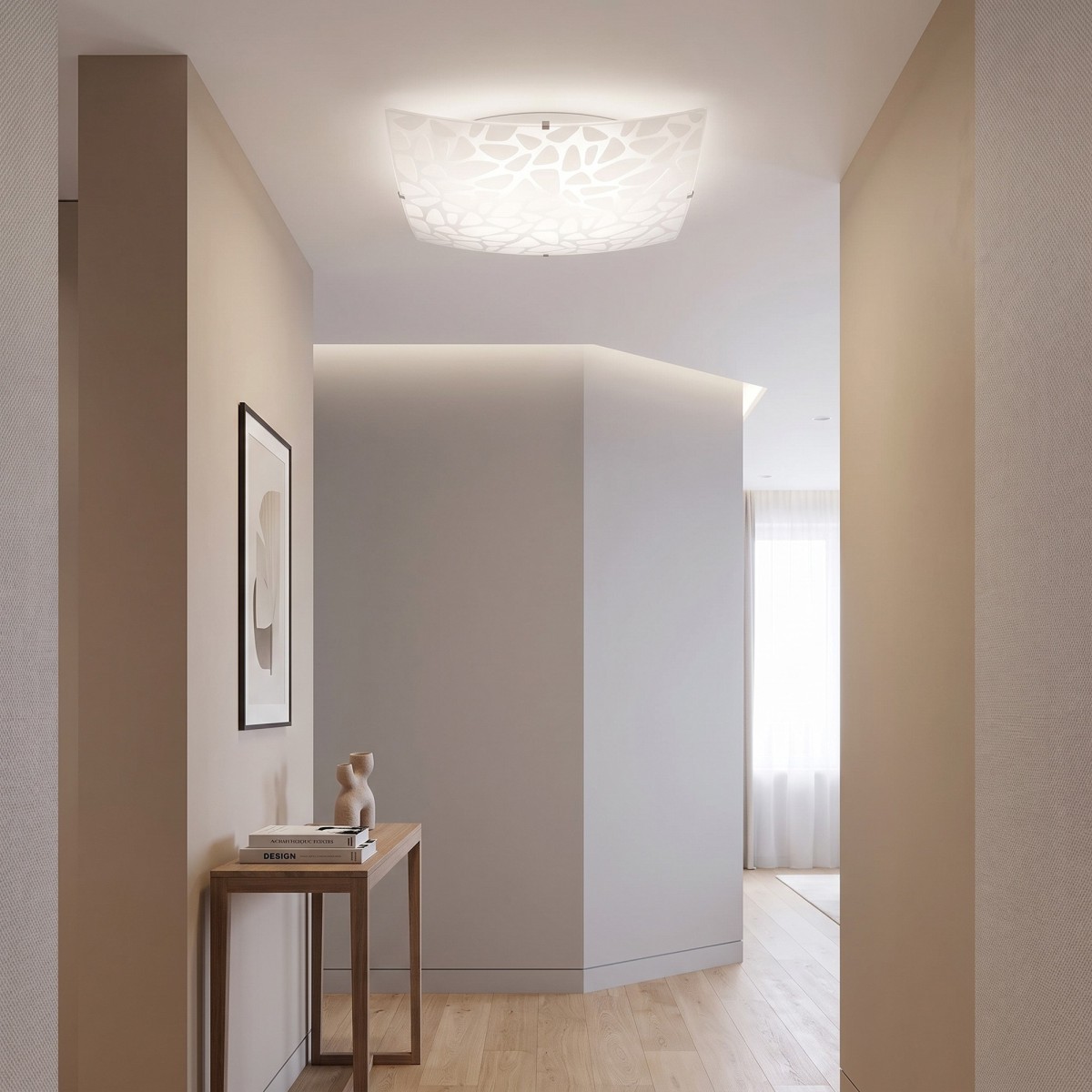 plafoniera LED o a lampadina quadrata in finitura bianca