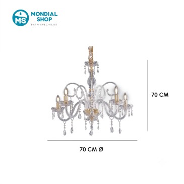Barocker 5-flammiger Kristalllüster | Mondialshop