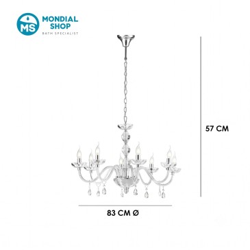 Lustre en cristal chromé ou doré 8xE14 | Mondialshop