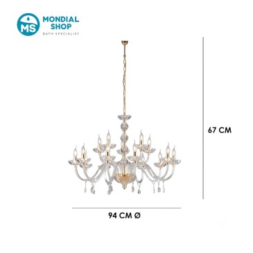 5-armiger Kristalllüster in Gold oder Chrom, E14 | Mondialshop