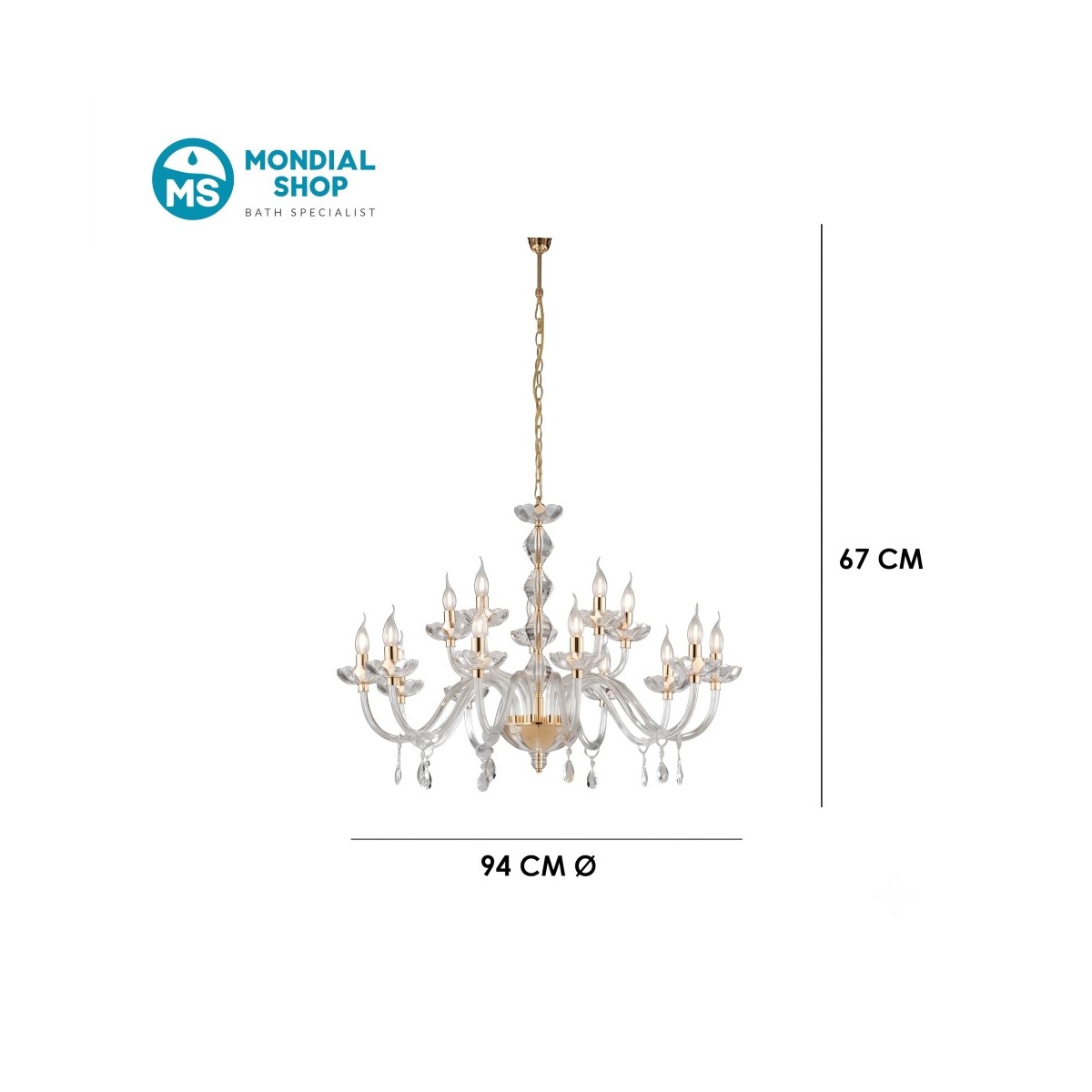 scheda tecnica lampadario a sospensione 10+5 braccia...