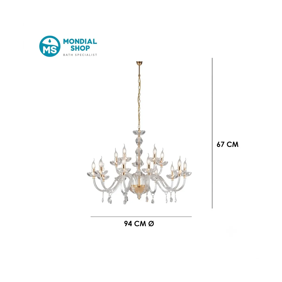 Lustre à 5 bras en cristal doré ou chromé, douille E14 |...