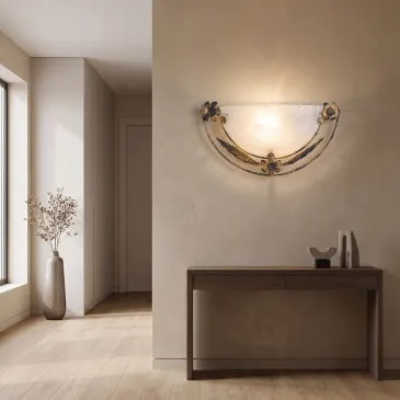 Applique murale Lunette en verre albâtre E27 | Mondialshop