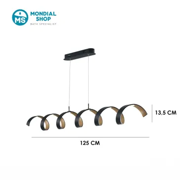 Suspension LED spirale noire haute luminosité 30 W | Mondialshop