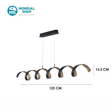 30W Hochleistungs-LED-Pendelleuchte, schwarz, spiralförmig | Mondialshop