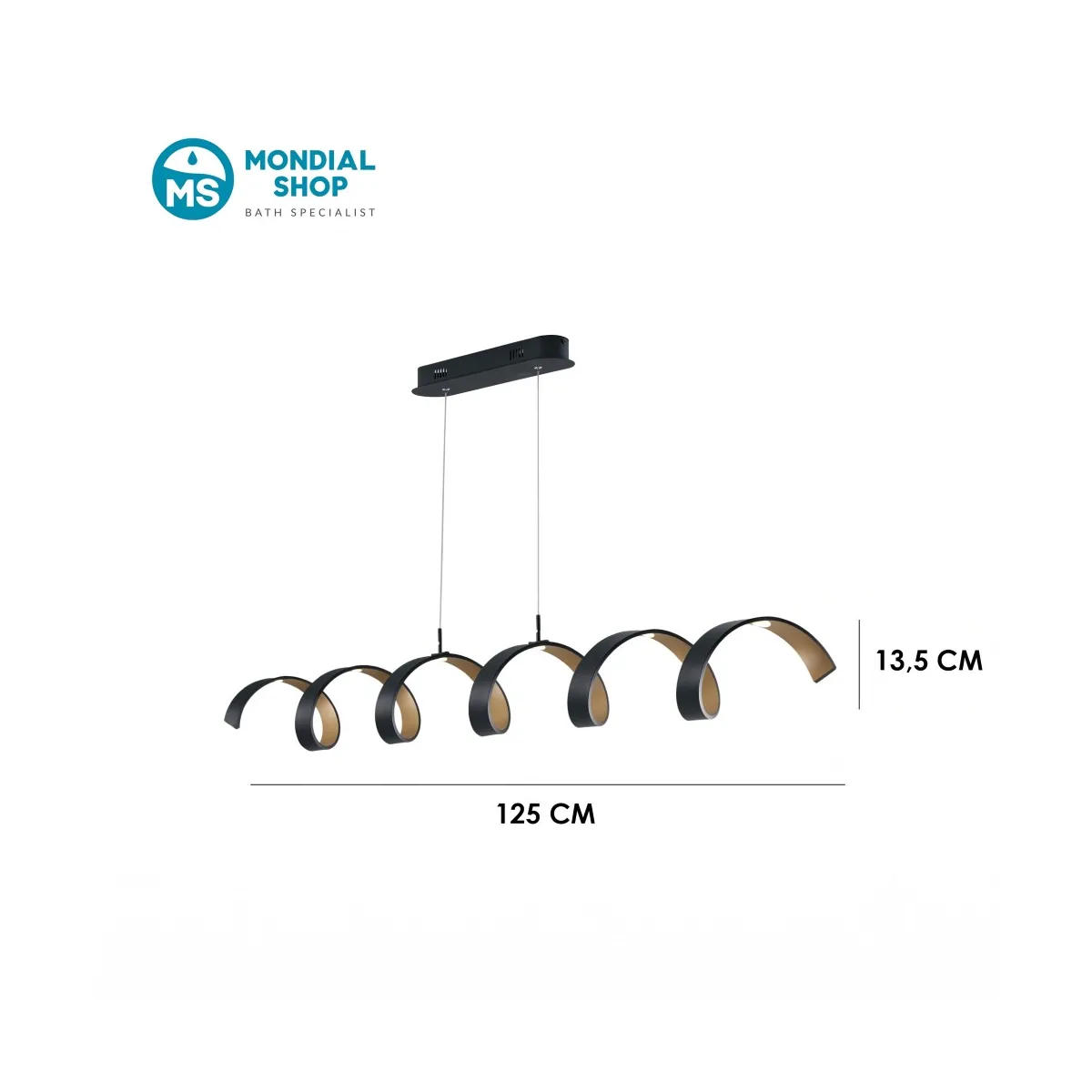 Suspension LED spirale noire haute luminosité 30 W |...