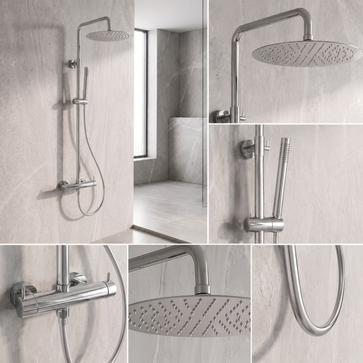 Colonna doccia con soffione doccetta tutta inox FLEX