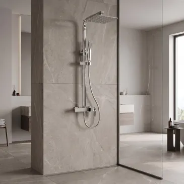 Colonna doccia quadrata con soffione 25x25 doccetta tutta inox FLEX