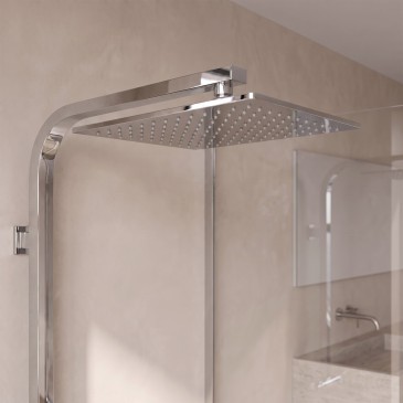 Colonna doccia quadrata con soffione 25x25 doccetta tutta inox FLEX
