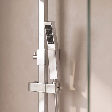 Colonna doccia quadrata con soffione 25x25 doccetta tutta inox FLEX