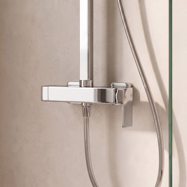 Colonne de douche carrée avec pommeau de douche 25x25 et douchette FLEX entièrement en acier inoxydable