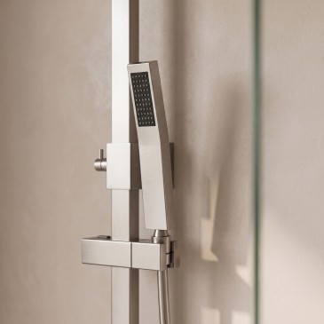 Kopie von Colonna doccia con miscelatore - soffione da 25cm - doccetta inox GESSO