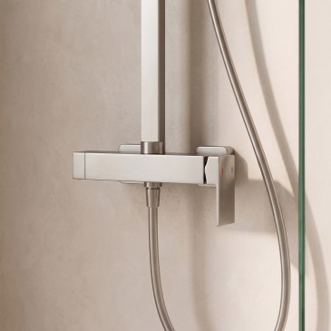 Kopie von Colonna doccia con miscelatore - soffione da 25cm - doccetta inox GESSO