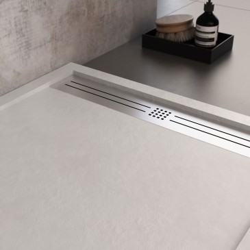 Piatto doccia in resina Bianco foro laterale GRID
