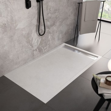Receveur de douche en résine blanche avec grille de ventilation latérale