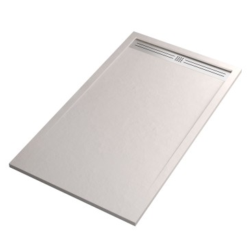 Receveur de douche en résine blanche avec grille de ventilation latérale