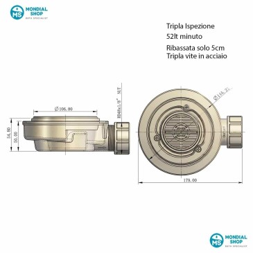 Piatto Doccia Bianco Marmo Resina Bianco con Foro centrale Pietra