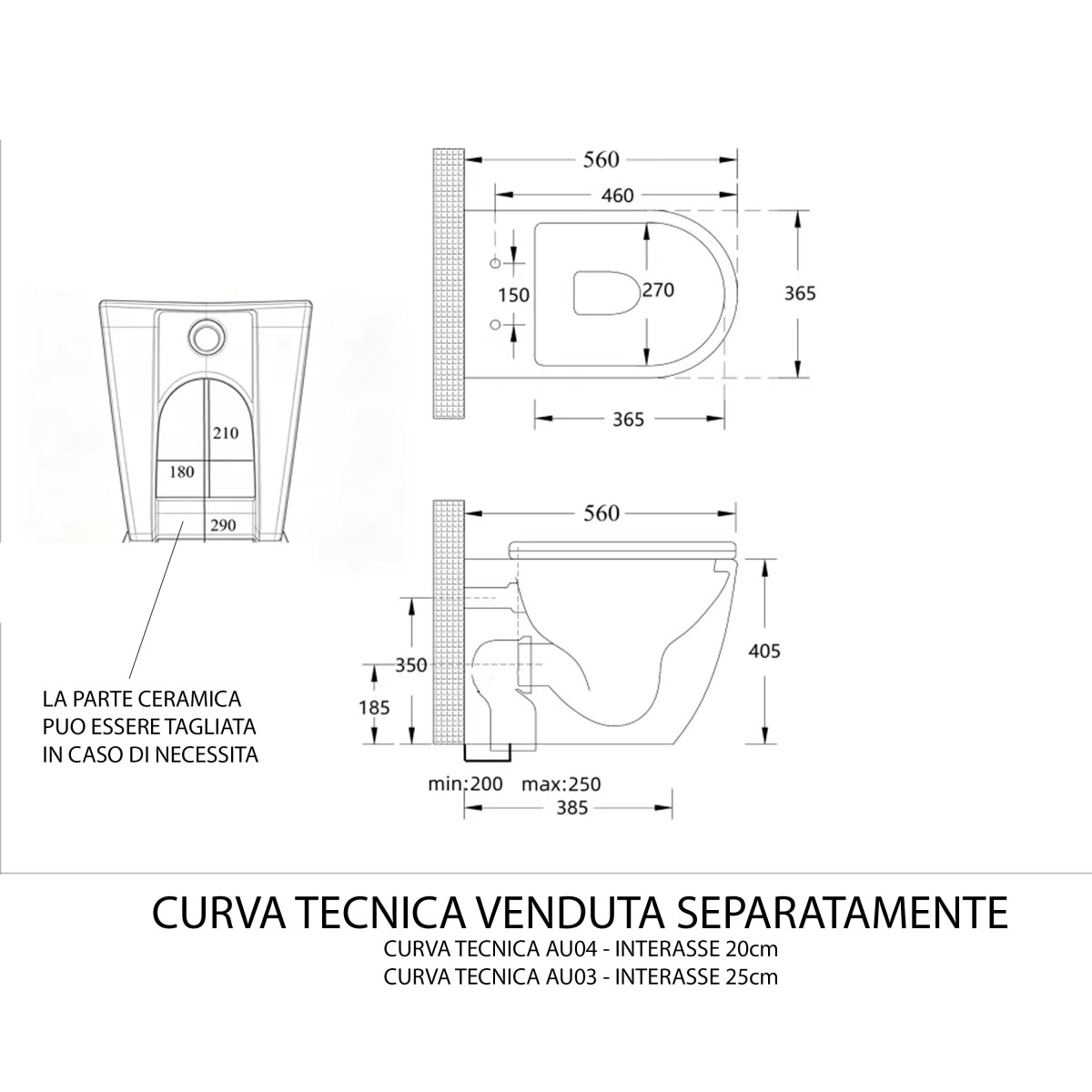 Coppia di sanitari filo muro traslati in offerta