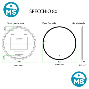 Specchio LED Retroilluminato Anti Appannamento MIMI