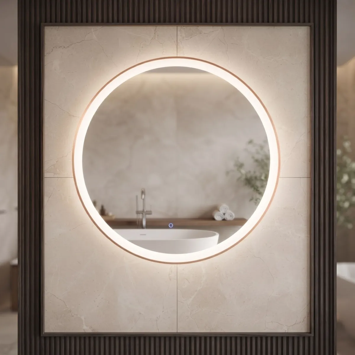 Runder LED-Spiegel mit Touch-Steuerung (CCT) in Gold oder...