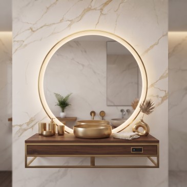 Specchio Tondo LED Oro o Nero Touch CCT | Mondialshop