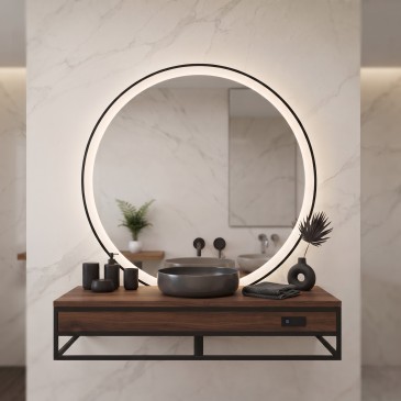 Specchio Tondo LED Oro o Nero Touch CCT | Mondialshop