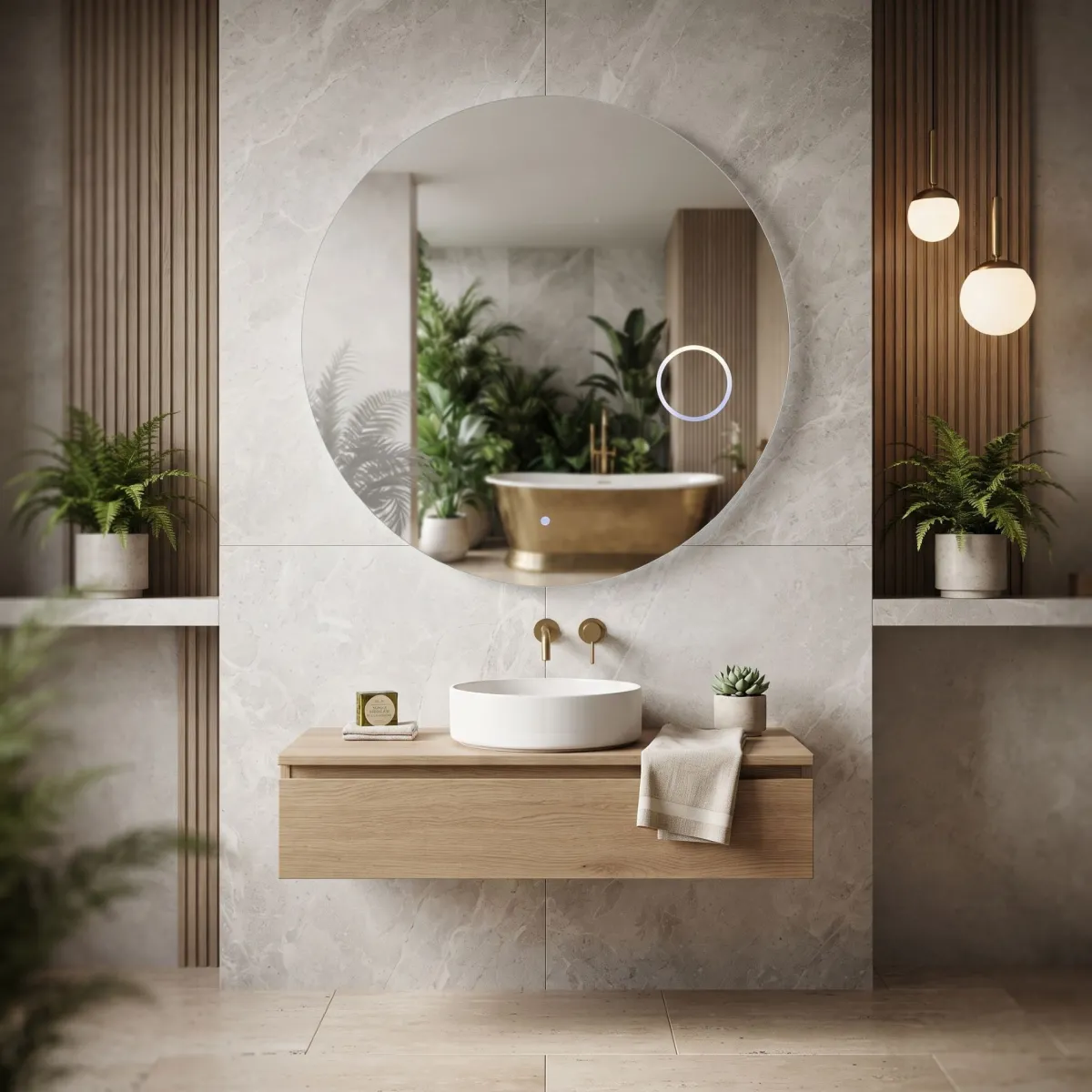 Miroir rond LED de 100 cm avec grossissement x3 et...