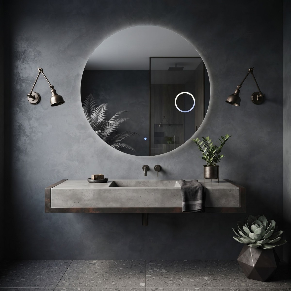 Specchio Tondo LED 100 cm con Ingranditore 3x e Touch