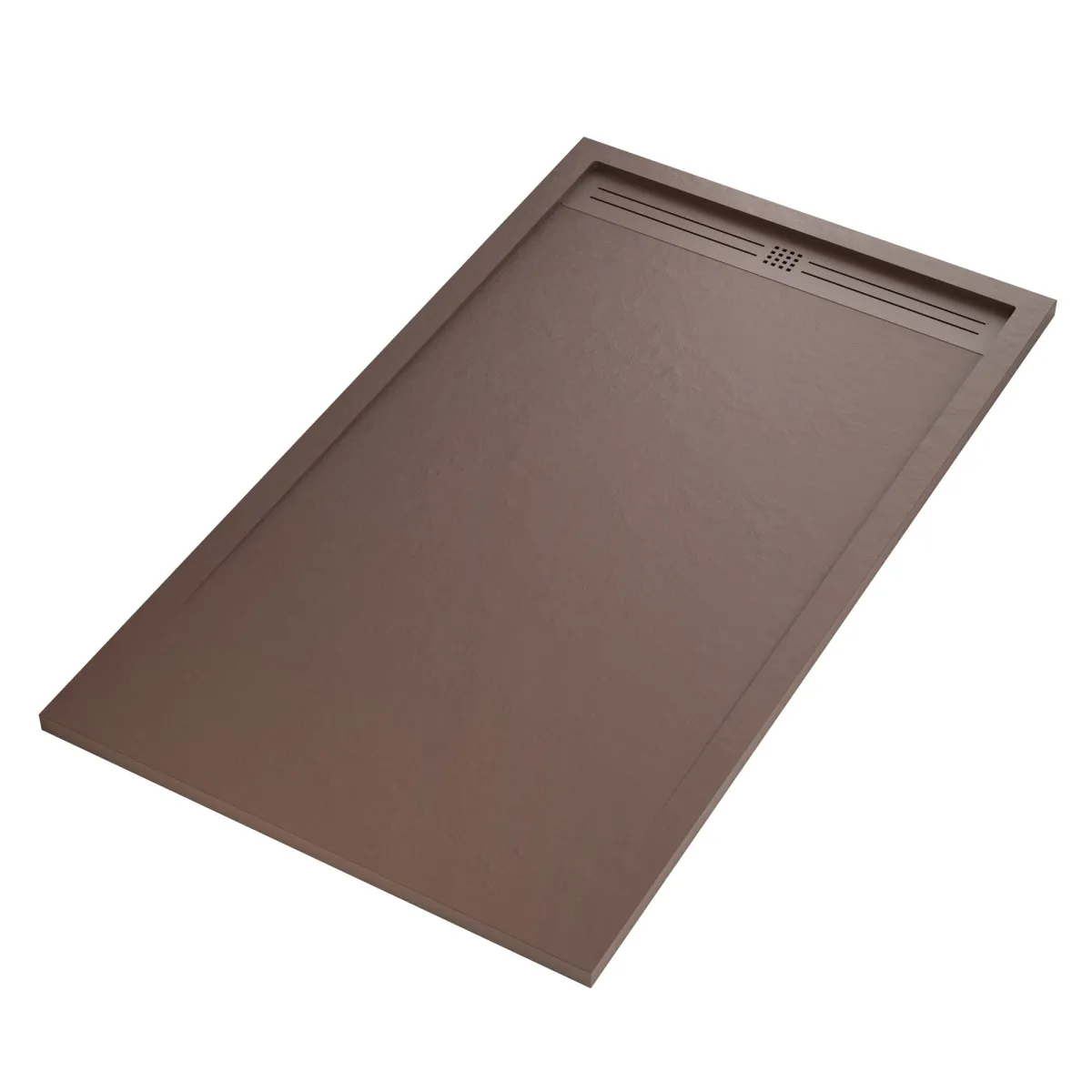 Receveur de douche en résine brune avec trou latéral GRID