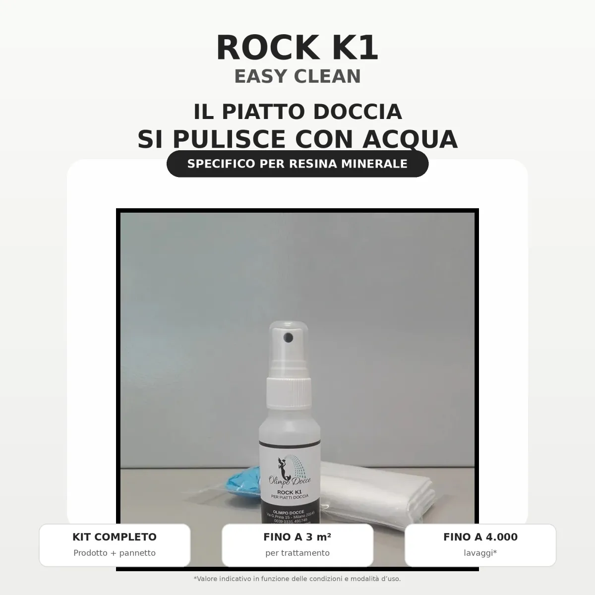 ANTI CALCARE PER PIATTO DOCCIA  OLIMPODOCCE ROCK K1