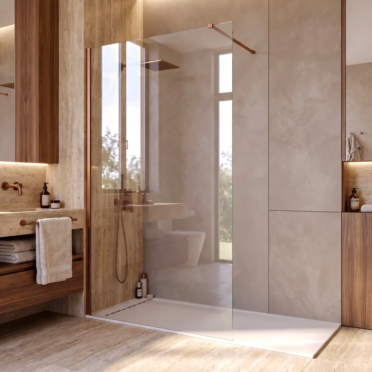 ISIDE 70 cm hohe, begehbare Dusche mit 8 mm starkem,...
